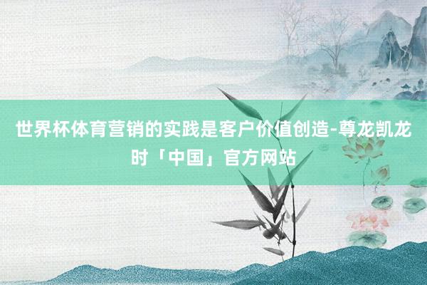 世界杯体育营销的实践是客户价值创造-尊龙凯龙时「中国」官方网站