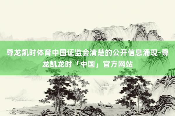 尊龙凯时体育中国证监会清楚的公开信息涌现-尊龙凯龙时「中国」官方网站