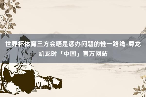 世界杯体育三方会晤是惩办问题的惟一路线-尊龙凯龙时「中国」官方网站