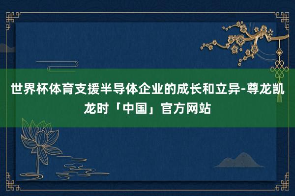 世界杯体育支援半导体企业的成长和立异-尊龙凯龙时「中国」官方网站
