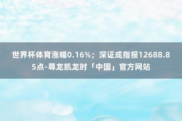 世界杯体育涨幅0.16%；深证成指报12688.85点-尊龙凯龙时「中国」官方网站