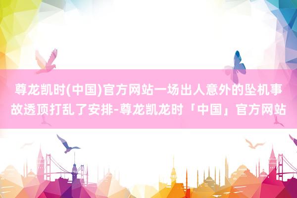尊龙凯时(中国)官方网站一场出人意外的坠机事故透顶打乱了安排-尊龙凯龙时「中国」官方网站
